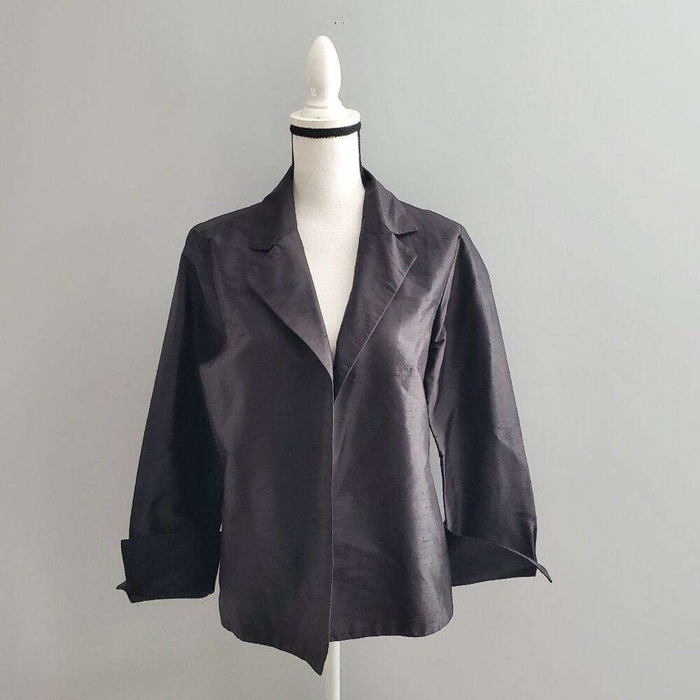UC2 Under Construction Black Silk Open Jacket Blazer Size S